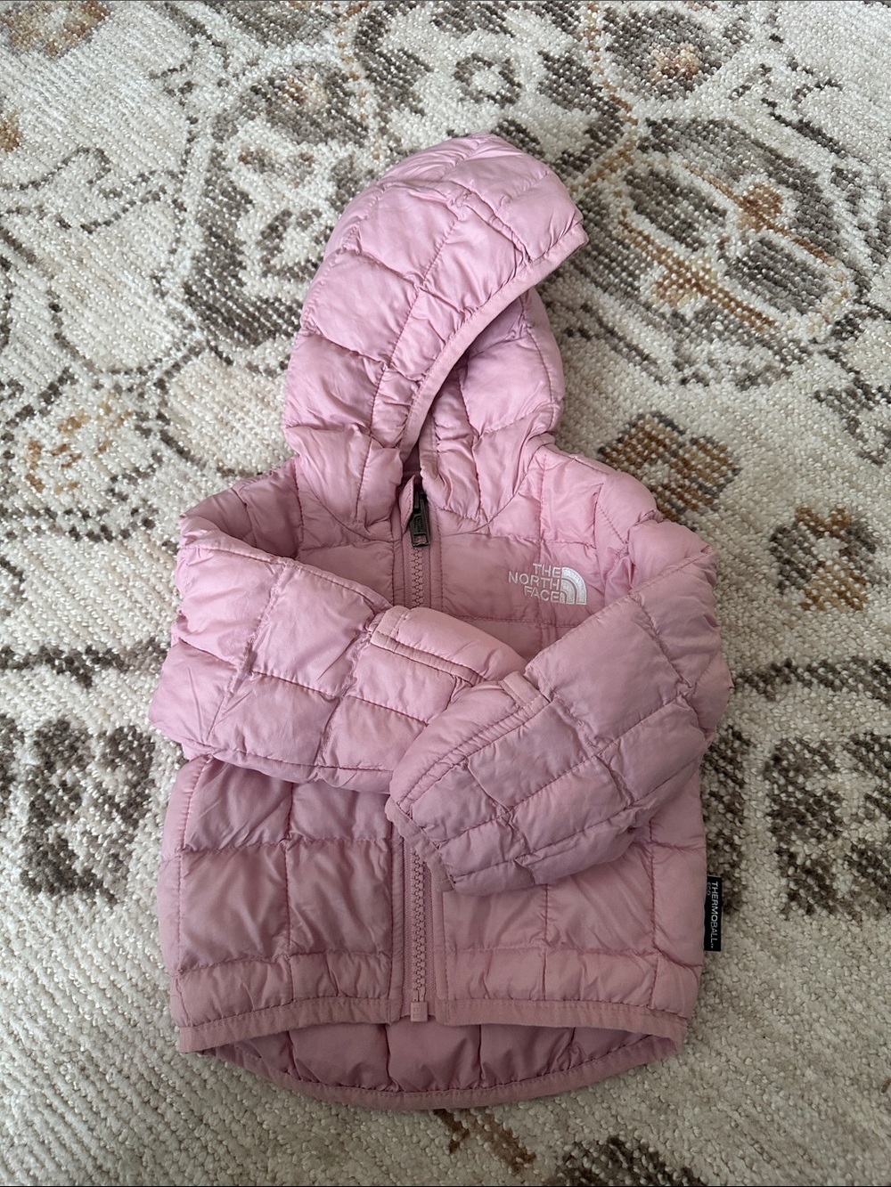 The North Face Light Pink Quilted Hooded Puffer Jacket